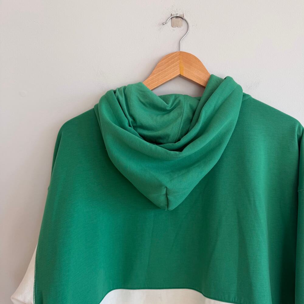 Z Supply Colorblock Half Zip Adjustable Drawstring Hoodie Jacket Green White M - Picture 7 of 7
